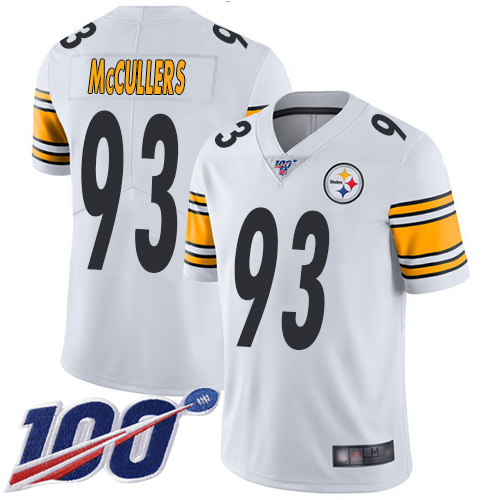 Men Pittsburgh Steelers Football 93 Limited White Dan McCullers Road 100th Season Vapor Untouchable Nike NFL Jersey